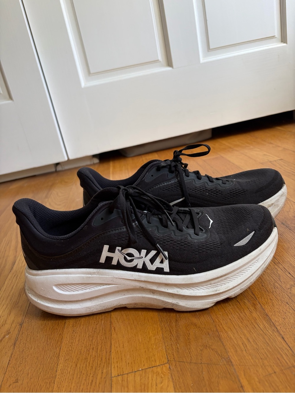 Hoka Black and White Road-Running Sneakers